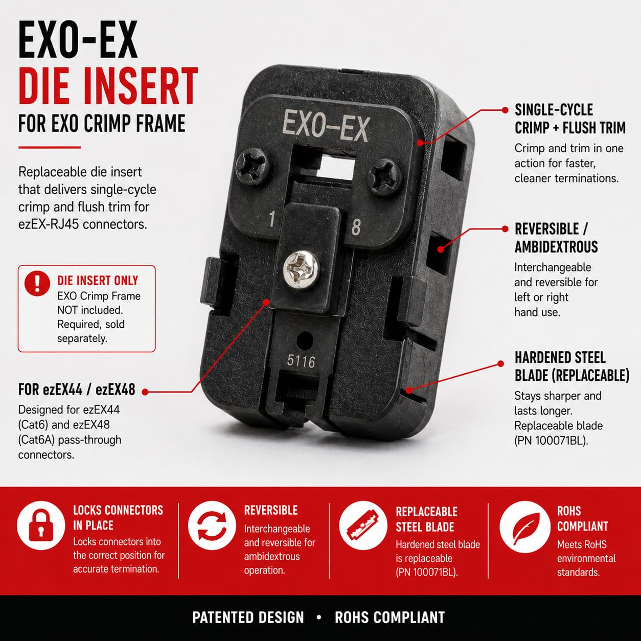 Amazon.com: Platinum Tools 100071C Exo-EX Die For Exo Crimp Frame